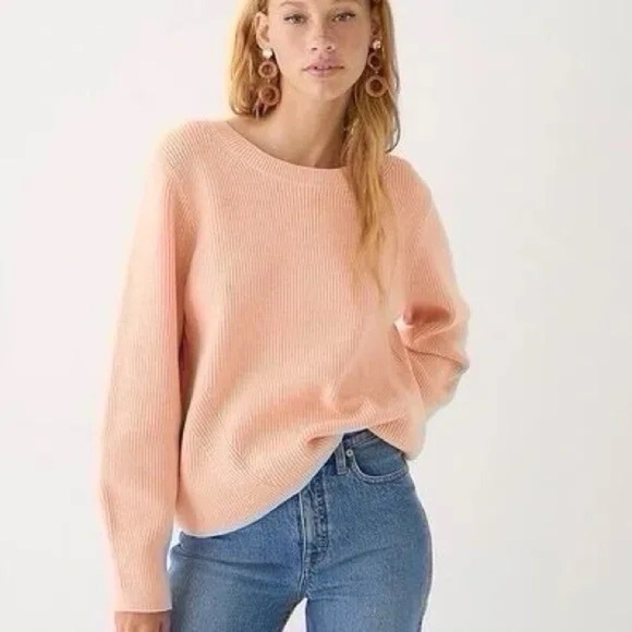 J.Crew Ribbed Stretch Crewneck Sweater Peach Color BJ580 - Picture 2 of 7